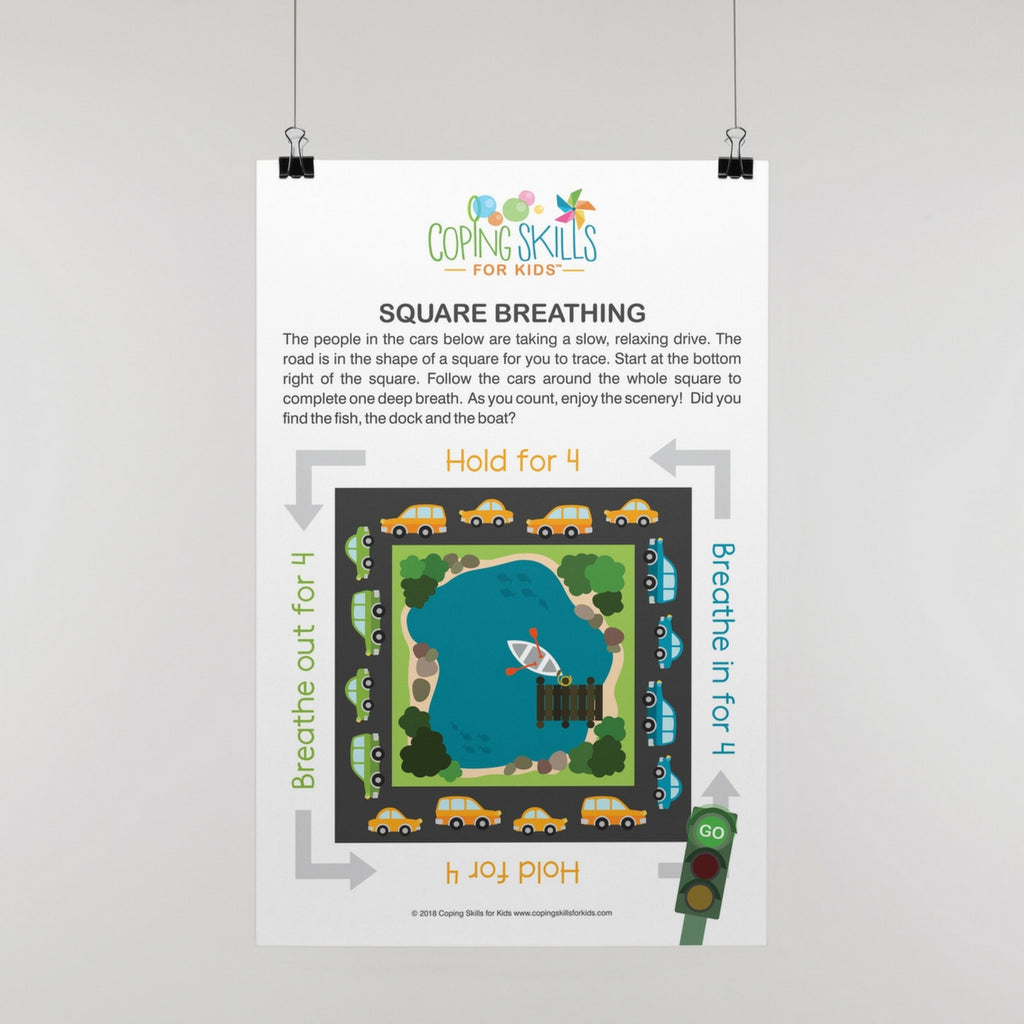 Playful Square Deep Breathing Poster 11" x 17"