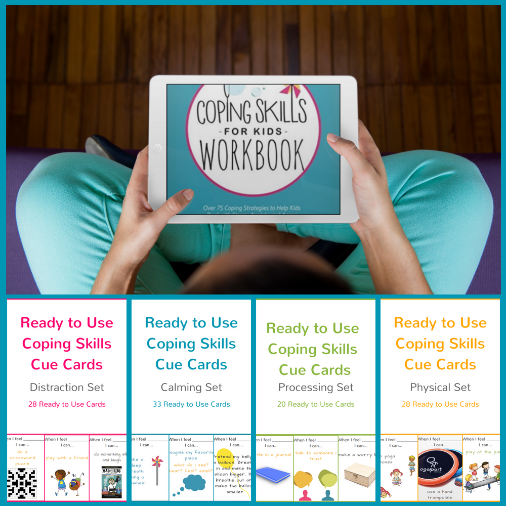 Digital Bundle - Workbook and Set of 4 Ready to Use Coping Skills Cue Cards